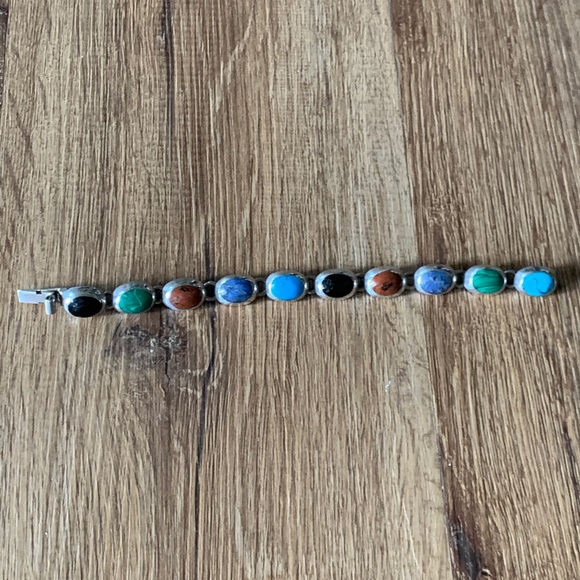 Vintage Multi-Gemstone Sterling Silver Bracelet - Picture 2 of 5